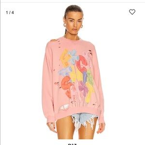 R13 F*CK This SH*T oversized crew neck sweatshirt pink  BNWT Size XS